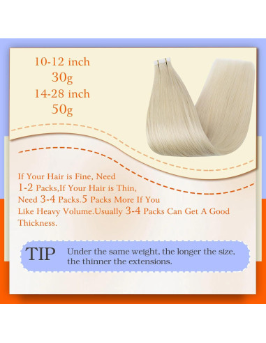 Extensiones de Cabello con Cinta Full Shine 25 cm Rubio Platino