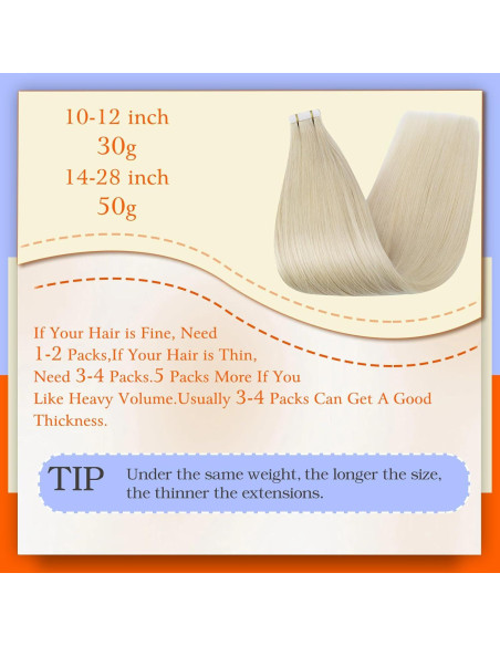 Extensiones de Cabello con Cinta Full Shine 25 cm Rubio Platino