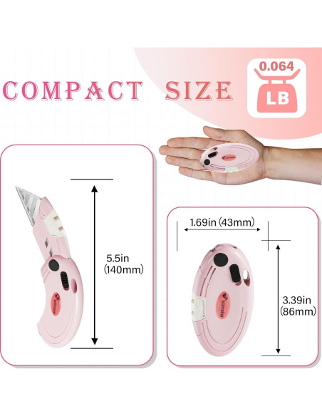 Cuchillos Utility Plegables Scimaker Rosa - 4 Paquete con 10 Cuchillas