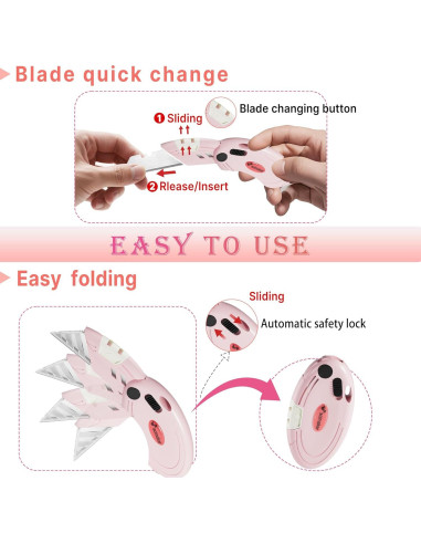 Cuchillos Utility Plegables Scimaker Rosa - 4 Paquete con 10 Cuchillas