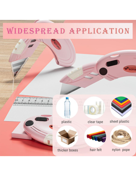 Cuchillos Utility Plegables Scimaker Rosa - 4 Paquete con 10 Cuchillas