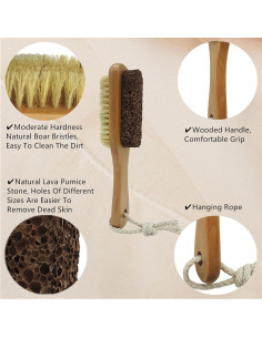 Piedra Pómez Natural YIOYOODA con Cepillo para Pies - Exfoliador Doble Cara 2