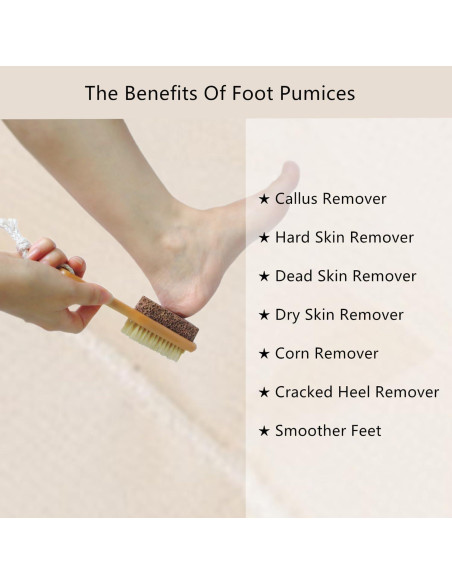 Piedra Pómez Natural YIOYOODA con Cepillo para Pies - Exfoliador Doble Cara