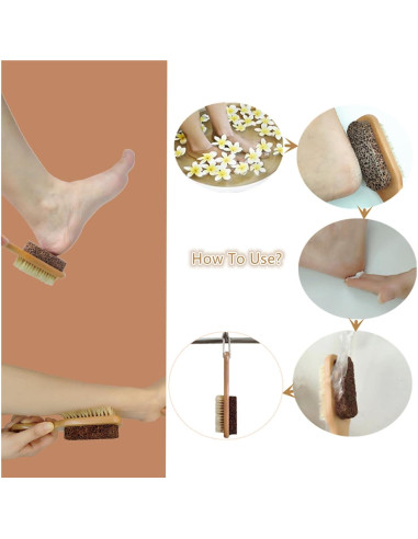 Piedra Pómez Natural YIOYOODA con Cepillo para Pies - Exfoliador Doble Cara