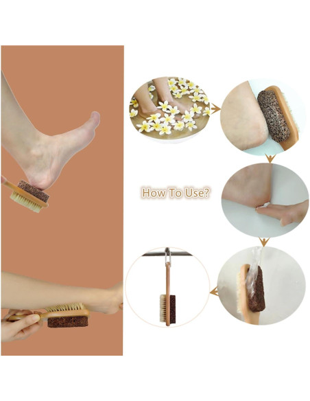 Piedra Pómez Natural YIOYOODA con Cepillo para Pies - Exfoliador Doble Cara