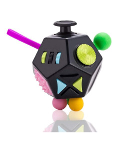 Cubo Fidget Papolgo 12 Lados Alivio Estrés TDAH Negro