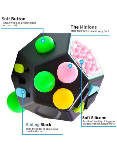 Cubo Fidget Papolgo 12 Lados Alivio Estrés TDAH Negro 2