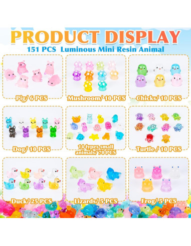 151 Piezas Figuras Miniatura Resplandecientes SelfTek para Acuario