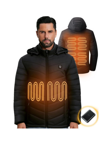 Chaqueta Calentada YHQ 12V 20000mAh para Hombre - Negro XL