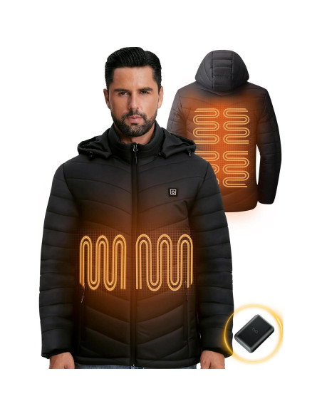 Chaqueta Calentada YHQ 12V 20000mAh para Hombre - Negro XL