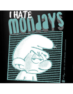 Taza Cerámica Spreadshirt Pitufos Odio los Lunes 325 ml Negra 2