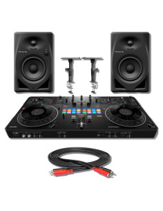 Controlador DJ Pioneer DDJ-REV5 con altavoces DM-40D y accesorios