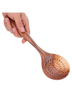 Cucharón Ranurado de Madera HERCHR 28x8cm para Cocinar