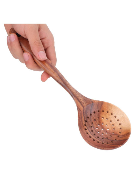 Cucharón Ranurado de Madera HERCHR 28x8cm para Cocinar
