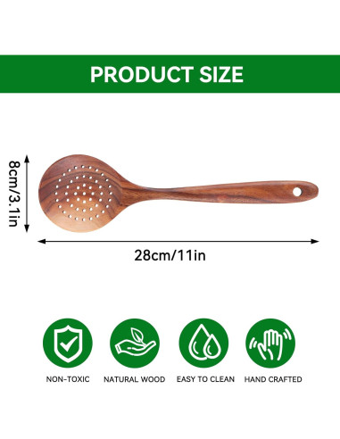 Cucharón Ranurado de Madera HERCHR 28x8cm para Cocinar