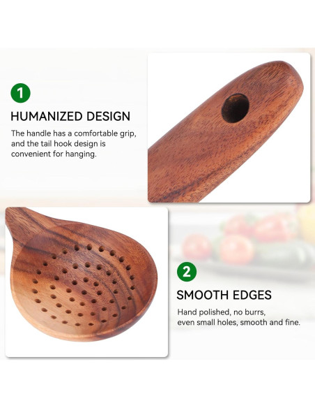 Cucharón Ranurado de Madera HERCHR 28x8cm para Cocinar