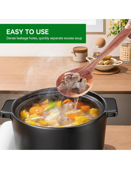 Cucharón Ranurado de Madera HERCHR 28x8cm para Cocinar