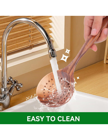 Cucharón Ranurado de Madera HERCHR 28x8cm para Cocinar