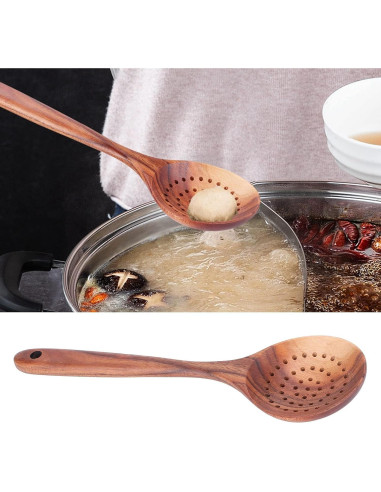 Cucharón Ranurado de Madera HERCHR 28x8cm para Cocinar