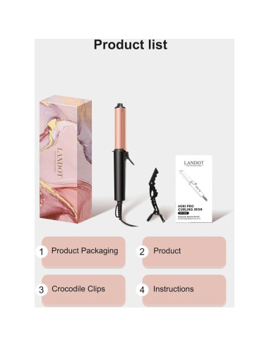 Rizador de Cabello MINI LANDOT 1" Doble Voltaje 100-240V