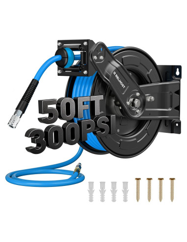 Carrete de Manguera de Aire Retráctil Relhost 15m 9.5mm 300PSI