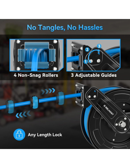 Carrete de Manguera de Aire Retráctil Relhost 15m 9.5mm 300PSI