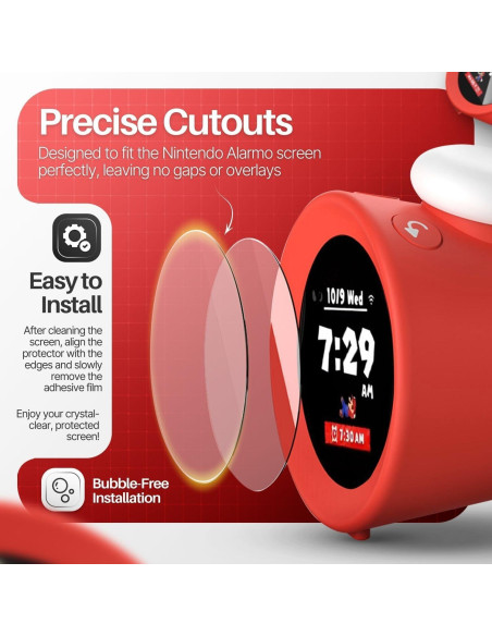 Protector de Pantalla TNP para Reloj Despertador Nintendo Alarmo - Vidrio Templado HD 9H, Paquete de 2