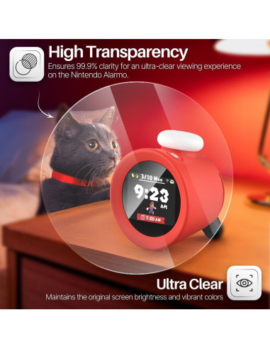 Protector de Pantalla TNP para Reloj Despertador Nintendo Alarmo - Vidrio Templado HD 9H, Paquete de 2