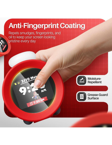 Protector de Pantalla TNP para Reloj Despertador Nintendo Alarmo - Vidrio Templado HD 9H, Paquete de 2