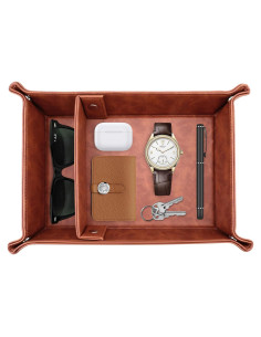 Bandeja de Cuero Diakey Plegable 2 Compartimentos Marrón