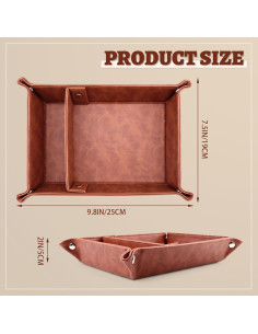 Bandeja de Cuero Diakey Plegable 2 Compartimentos Marrón 2