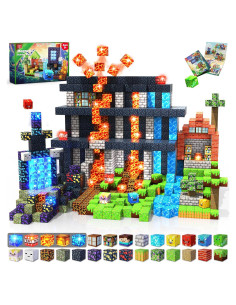 Bloques Magnéticos GraceDuck 150 PCS Volcán LED Juguete 3+