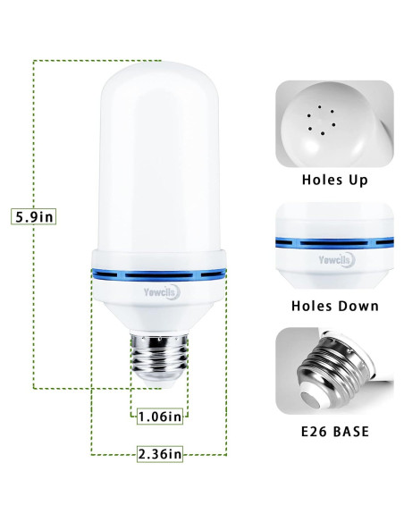 Bombilla LED E26 Yewclls con Efecto Llama 4 Modos 1.8W