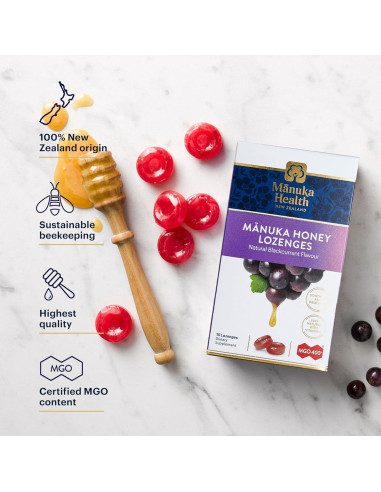 Caramelos de Miel de Manuka Manuka Health 58 Unidades Grosella Negra