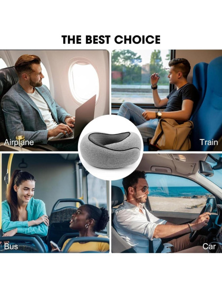 Almohada de Viaje WEERSHUN Cuello Espuma Memoria Gris 32x26cm