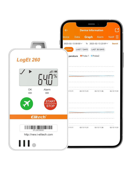 Registrador de Datos de Temperatura y Humedad Elitech Loget260-TH