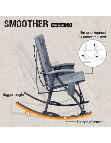 Silla Mecedora Plegable Portal Charles Acolchada Gris 181 kg
