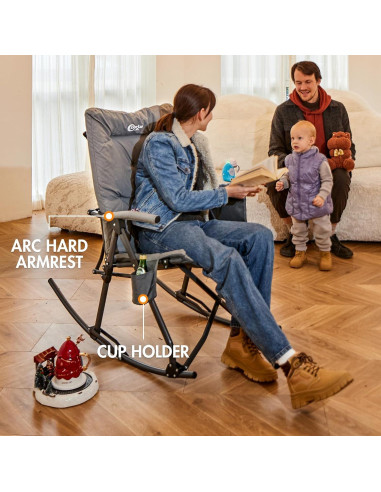 Silla Mecedora Plegable Portal Charles Acolchada Gris 181 kg