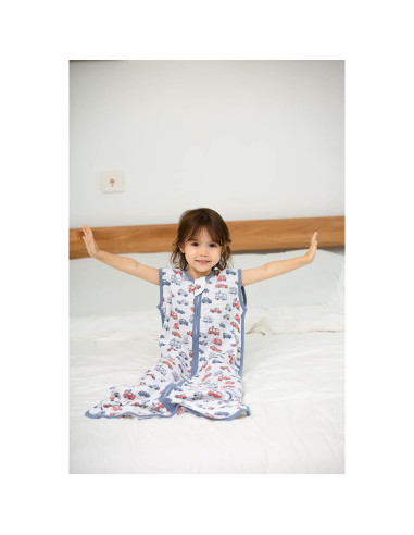 Saco de Sueño Bebé 0-6 Meses TADO MUSLIN Autos 100% Algodón