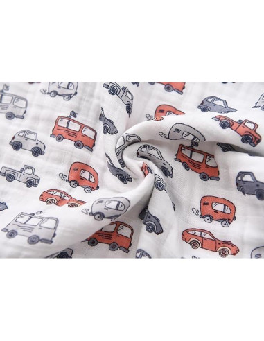 Saco de Sueño Bebé 0-6 Meses TADO MUSLIN Autos 100% Algodón