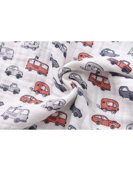 Saco de Sueño Bebé 0-6 Meses TADO MUSLIN Autos 100% Algodón