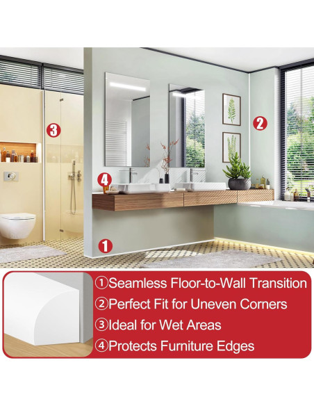 Moldura Cuartera Flexible ToLanbbt 149.86 cm Blanca PVC