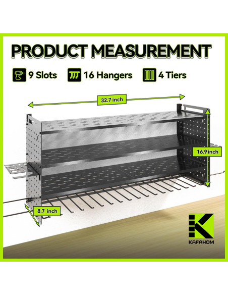 Organizador de Herramientas Eléctricas KAFAHOM Montaje en Pared 4 Estantes