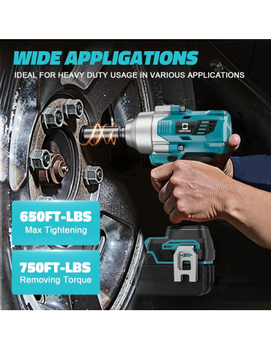Llave de impacto inalámbrica 1/2" Cerycose 750 pies-libras