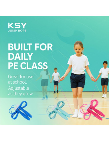 Cuerda de Salto KSY Kids Rosa Brillante - Ajustable 270 cm