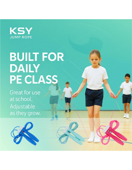 Cuerda de Salto KSY Kids Rosa Brillante - Ajustable 270 cm