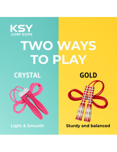 Cuerda de Salto KSY Kids Rosa Brillante - Ajustable 270 cm