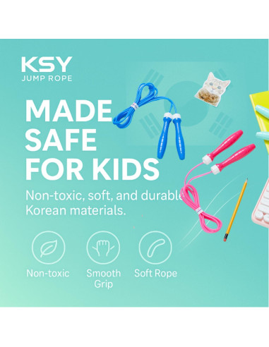 Cuerda de Salto KSY Kids Rosa Brillante - Ajustable 270 cm