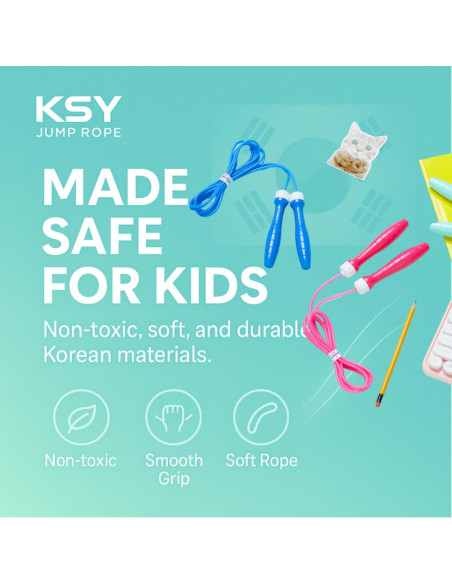 Cuerda de Salto KSY Kids Rosa Brillante - Ajustable 270 cm