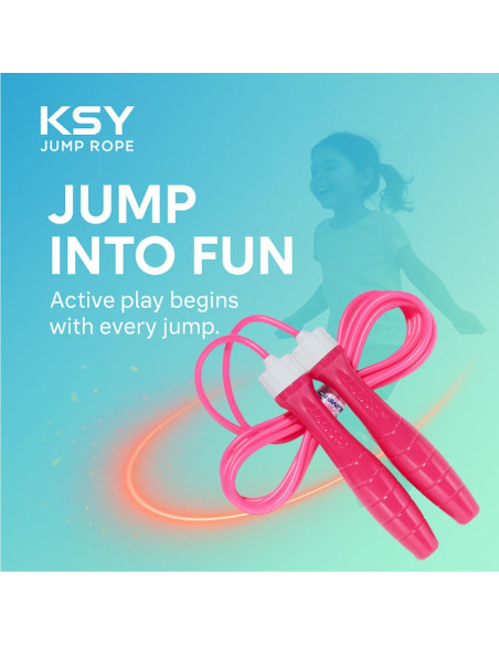 Cuerda de Salto KSY Kids Rosa Brillante - Ajustable 270 cm